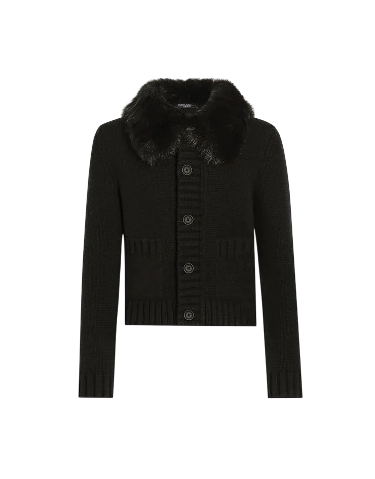 Wool Jacket With Fur-Effect Collar