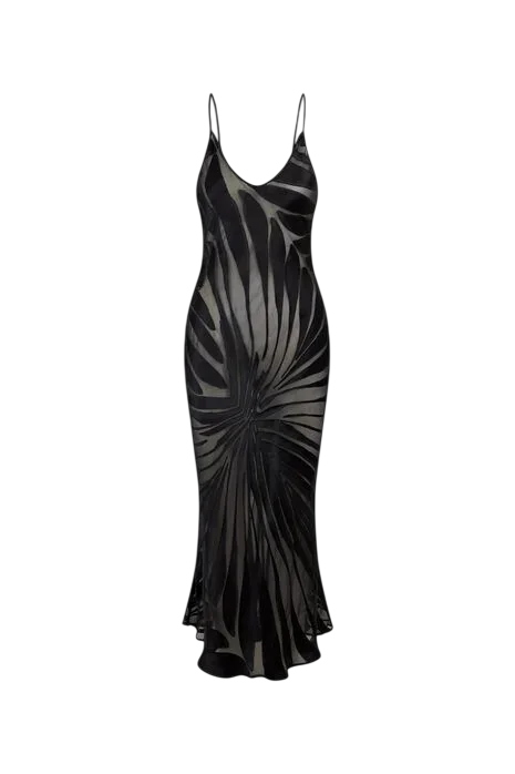 Slip Dress With Ray Devoré Print