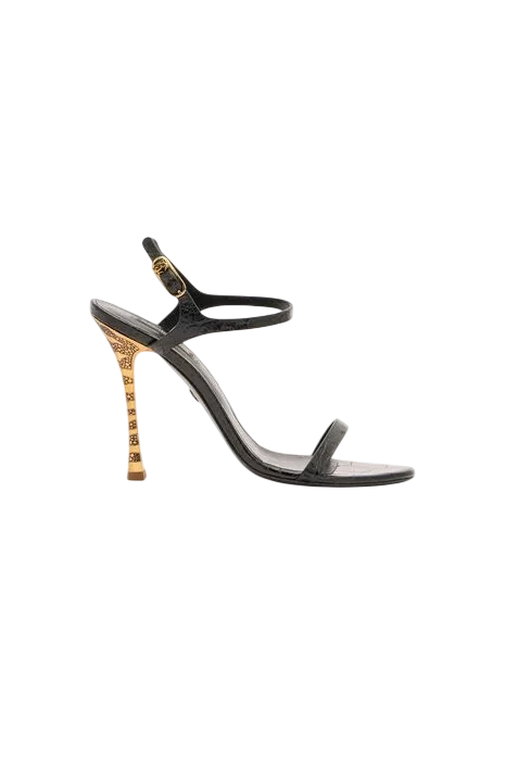 Crocodile-Effect Slingback Sandals