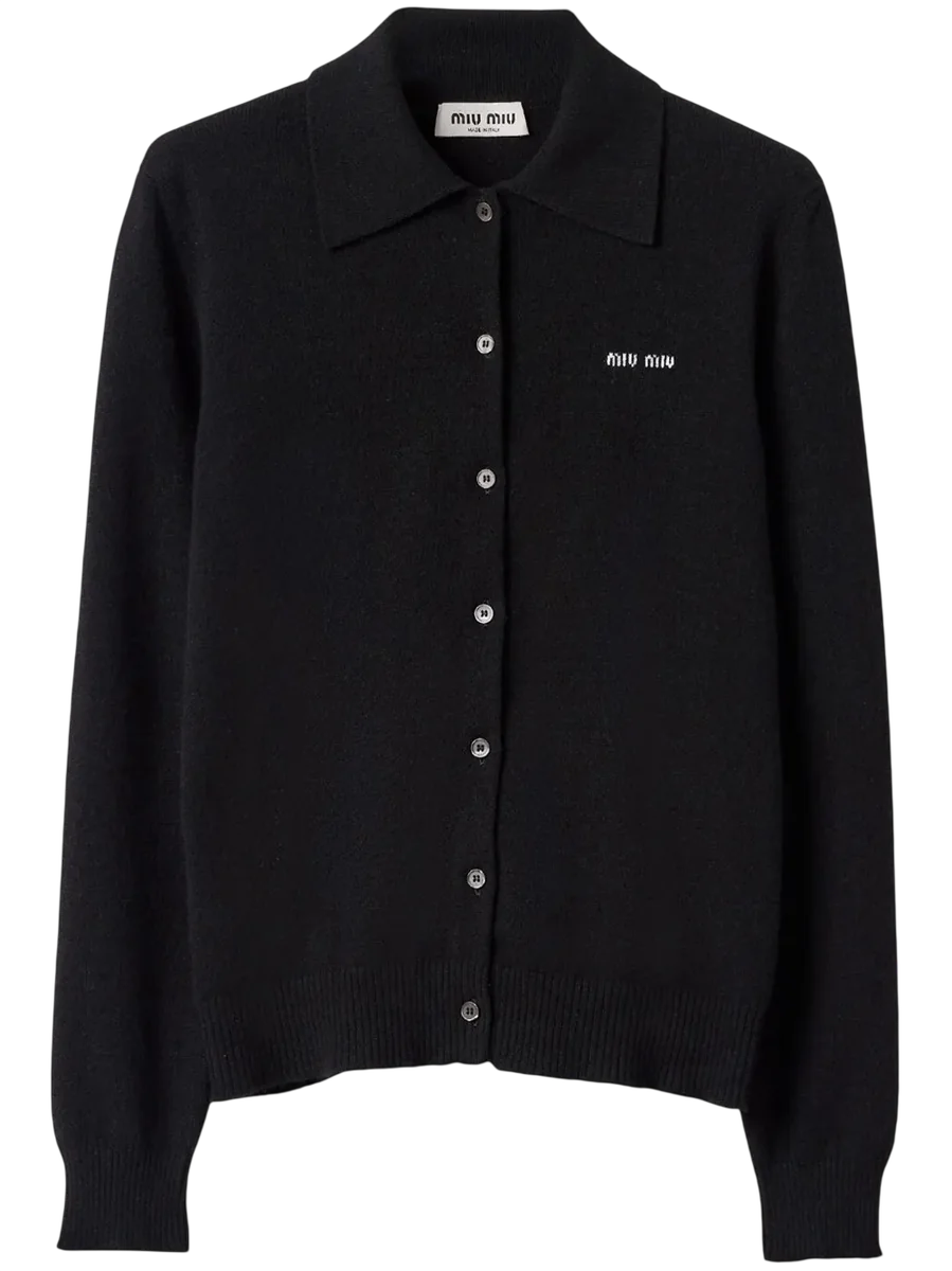 Intarsia-Knit Logo Cardigan
