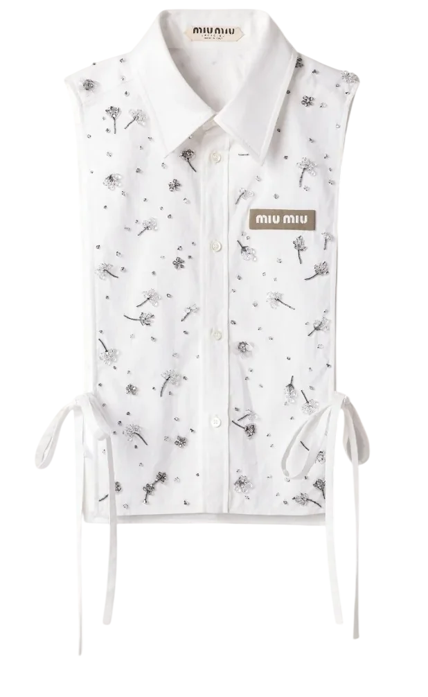 Embroidered Poplin And Chino Tie-Shirt