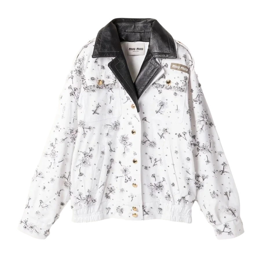 Embroidered Gabardine And Leather Blouson Jacket