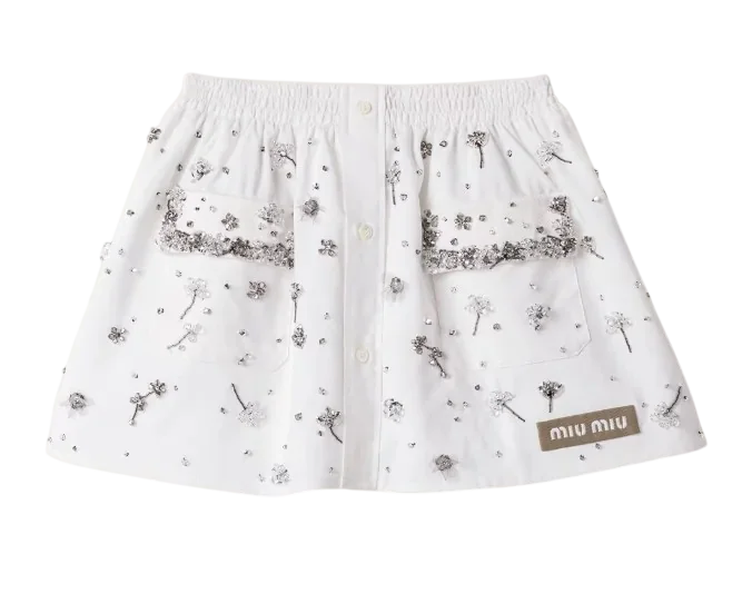 Embroidered Poplin Miniskirt