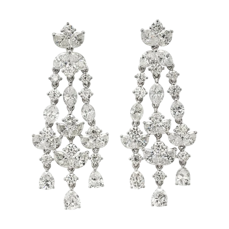 Vintage White Gold And Diamond Chandelier Earrings