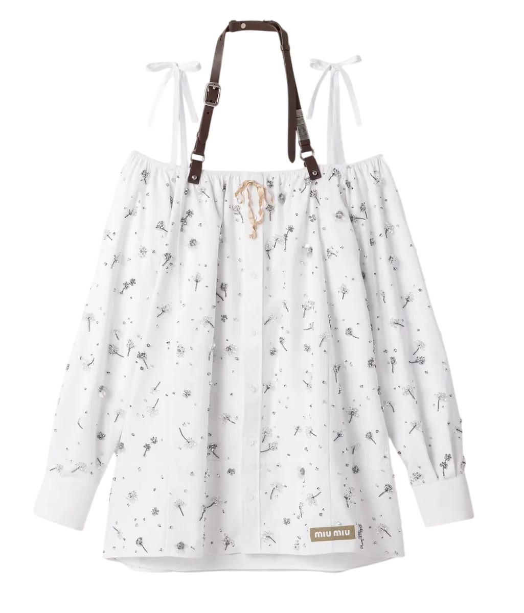 Embroidered Poplin Mini-Dress