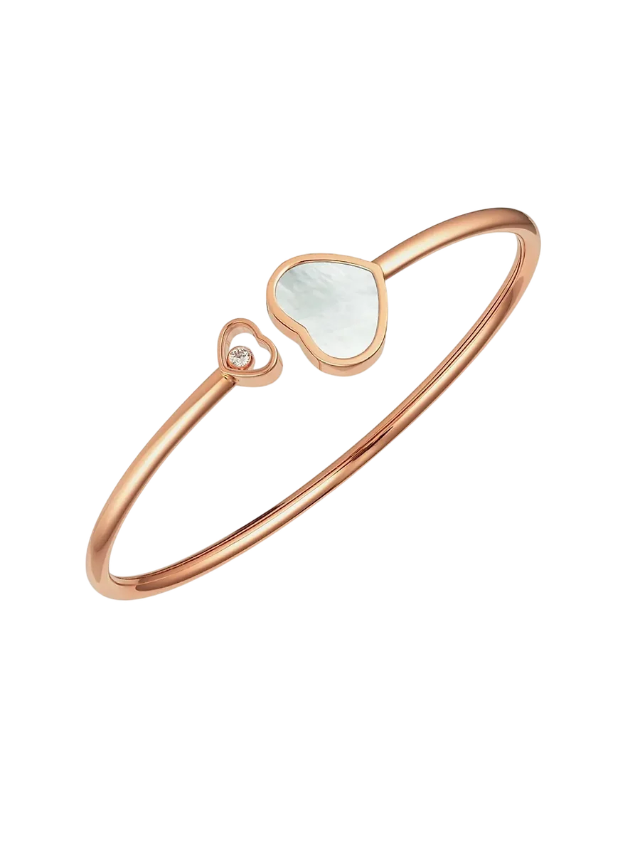Happy Hearts 18k Rose Gold, Diamond & Mother-Of-Pearl Bangle