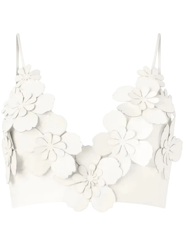 Ibbie Floral-Appliqué Crop Top