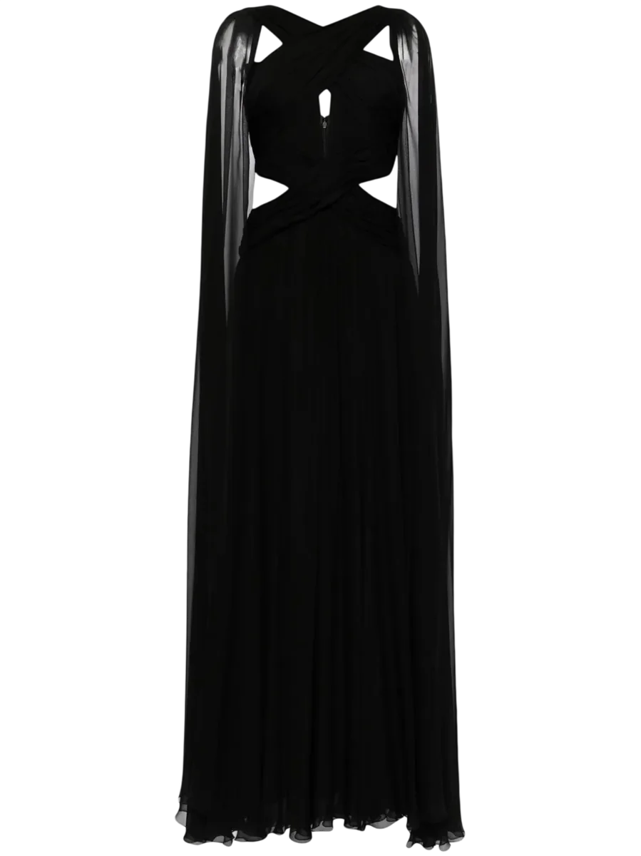 Silk-Chiffon Cape Gown