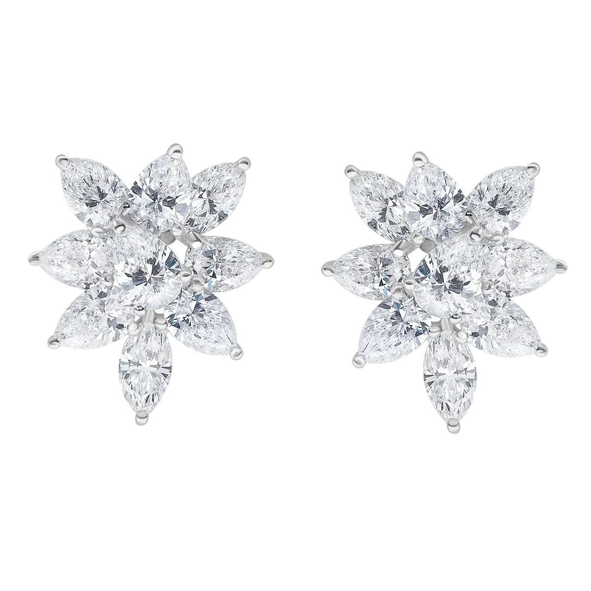 Fancy Shape Diamond Cluster Earrings