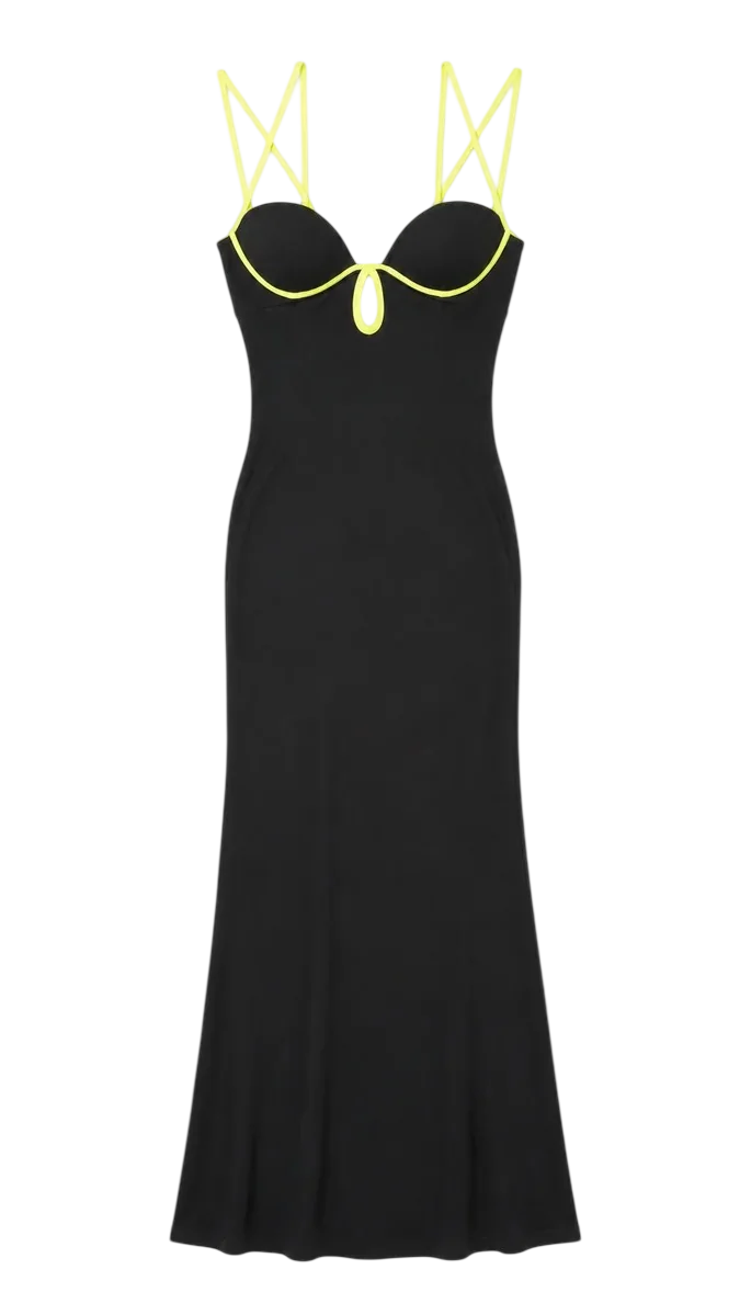 Versace black dress with yellow details