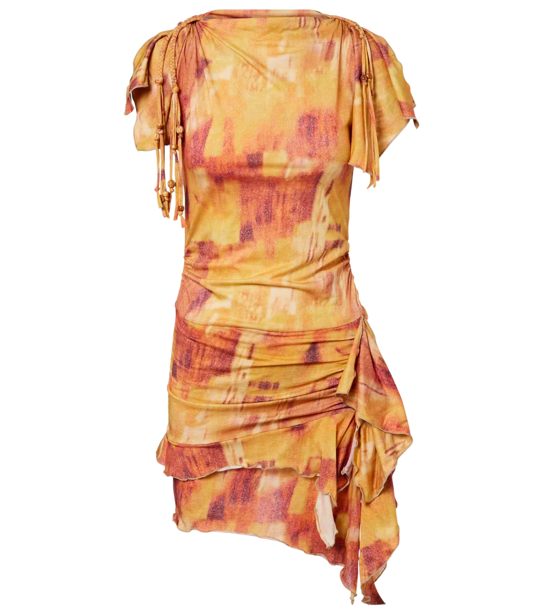 Janick printed ruffled cotton minidress