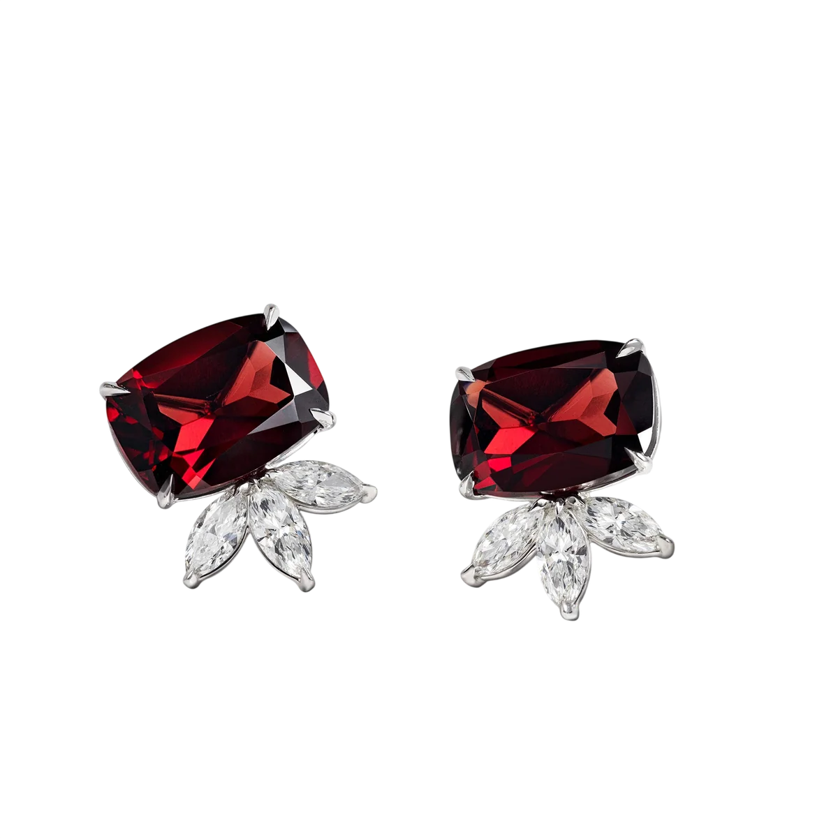 The Terre Rouge Cushion Garnet & Diamond Stud Earrings