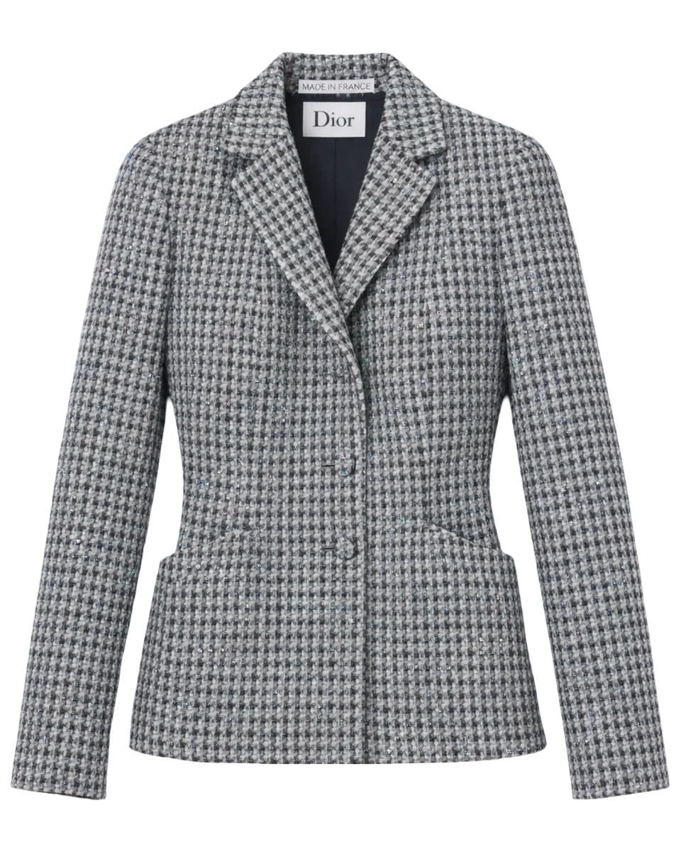 Bar Jacket Houndstooth Virgin Wool Blend