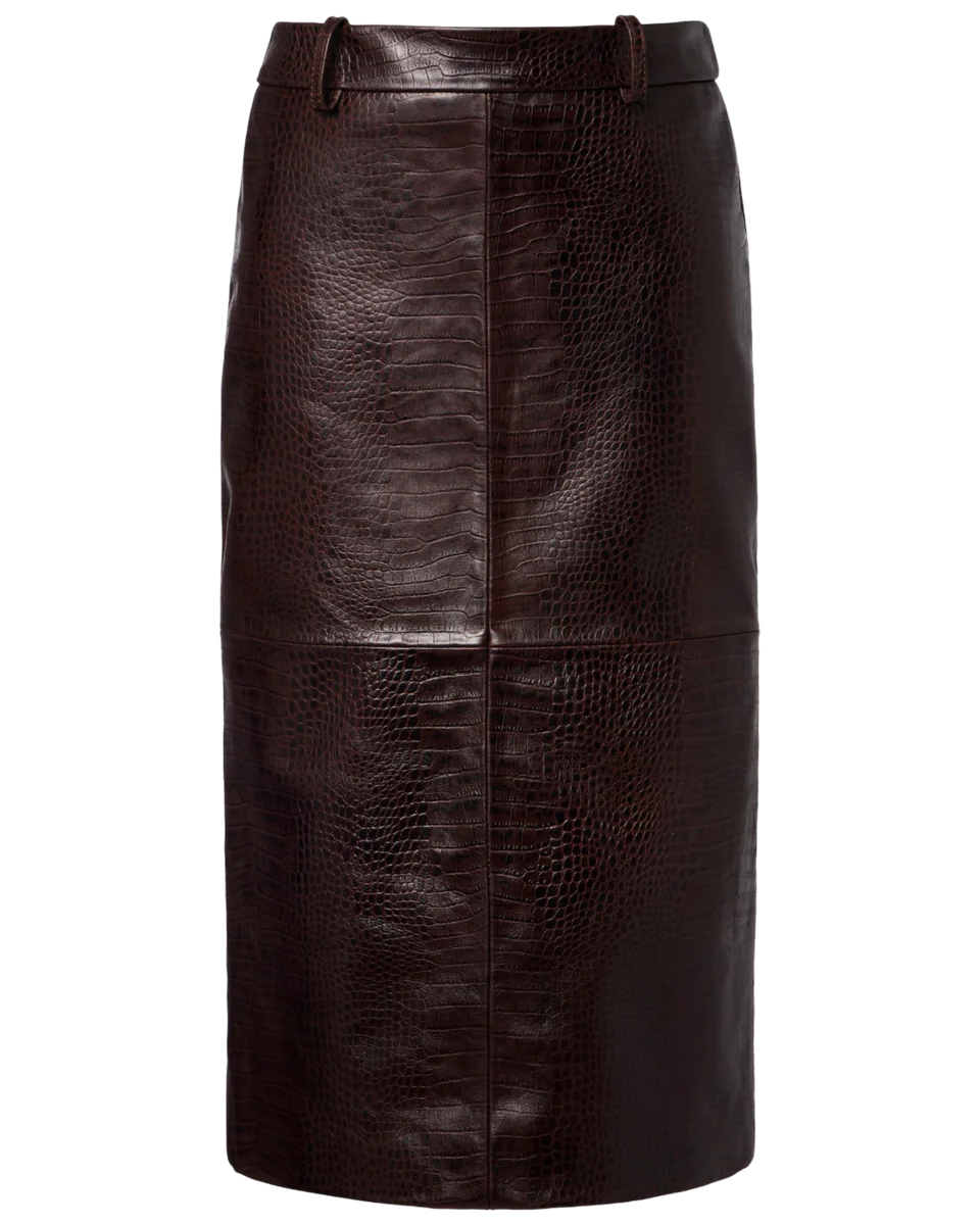 Taney Croc-Effect Leather Pencil Skirt
