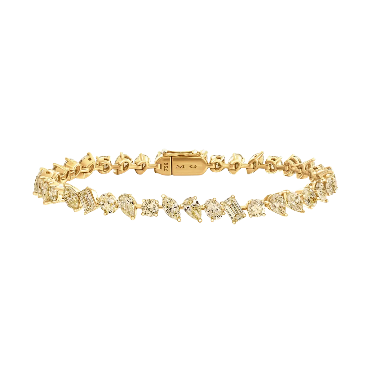 Multi-Shape Slant Yellow Diamond Tennis Bracelet
