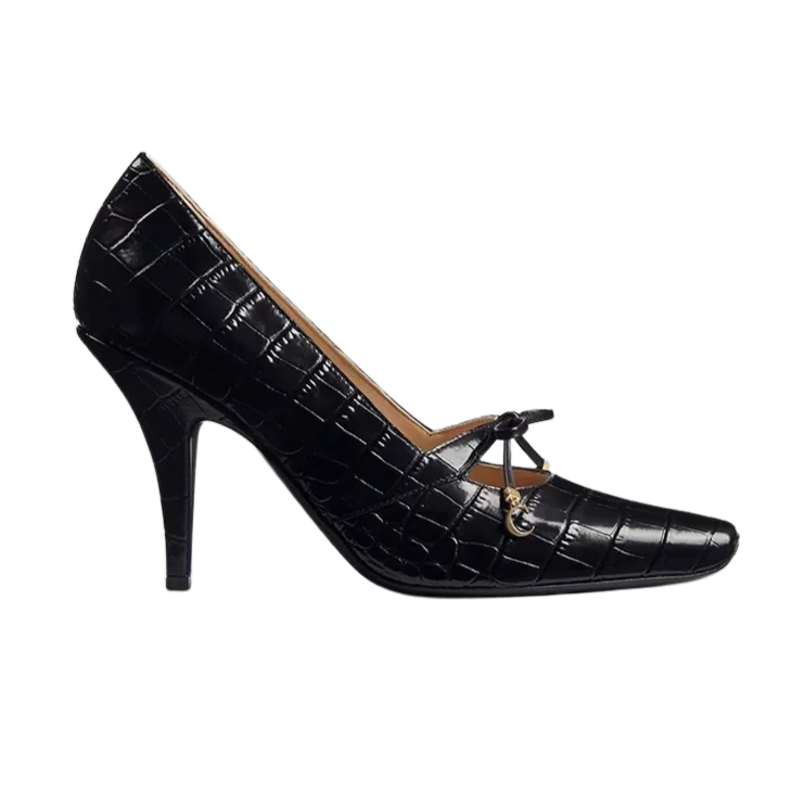 Muse Pump Black Crocodile Printed Calfskin