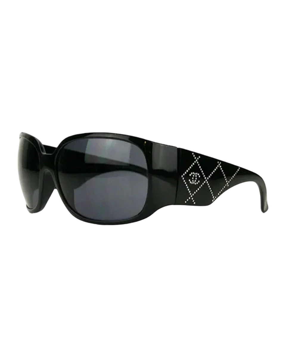 Chanel Cc Logo Swarovski Crystals Acetate Square Sunglasses Tinted Lenses