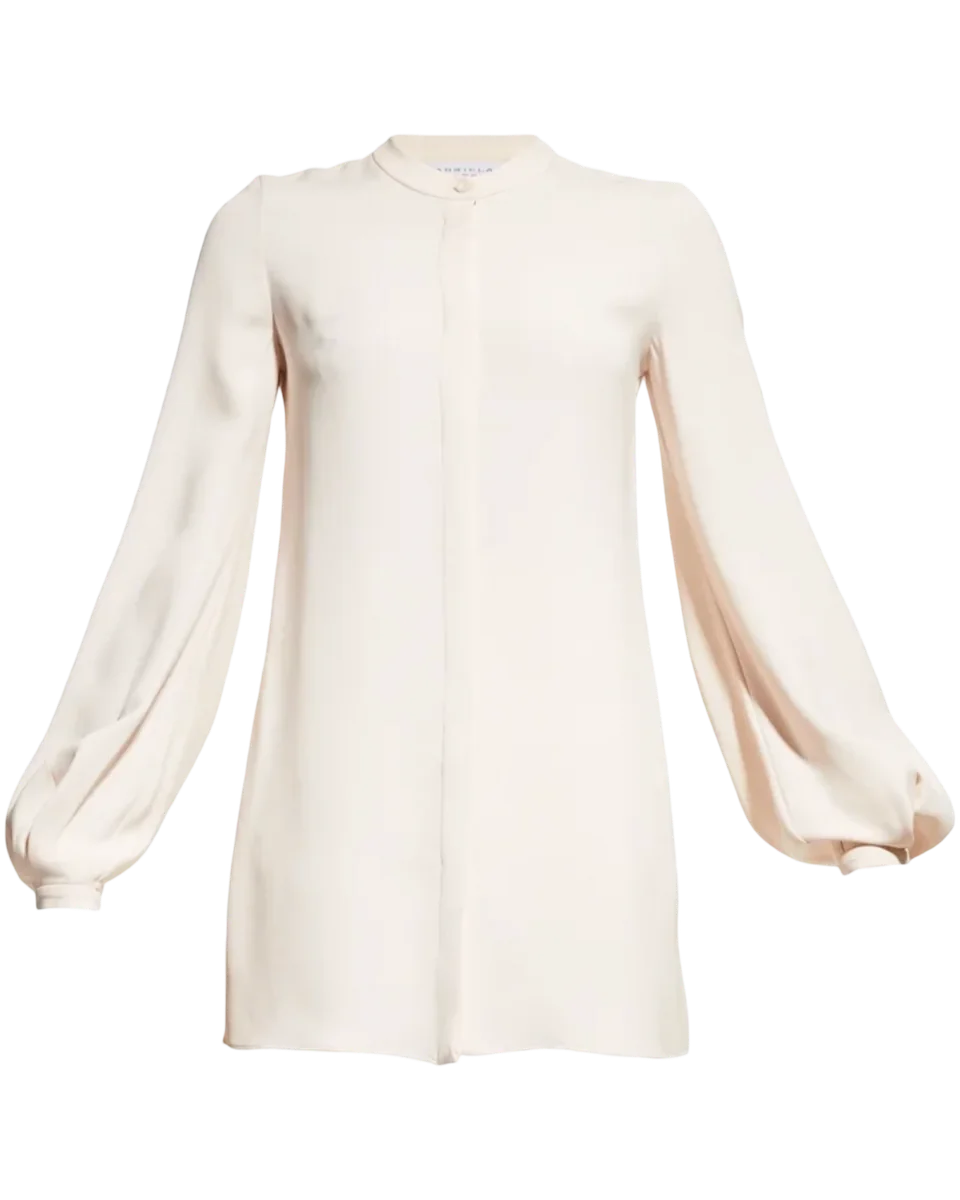 Nicola Blouson-Sleeve Tunic Silk Top