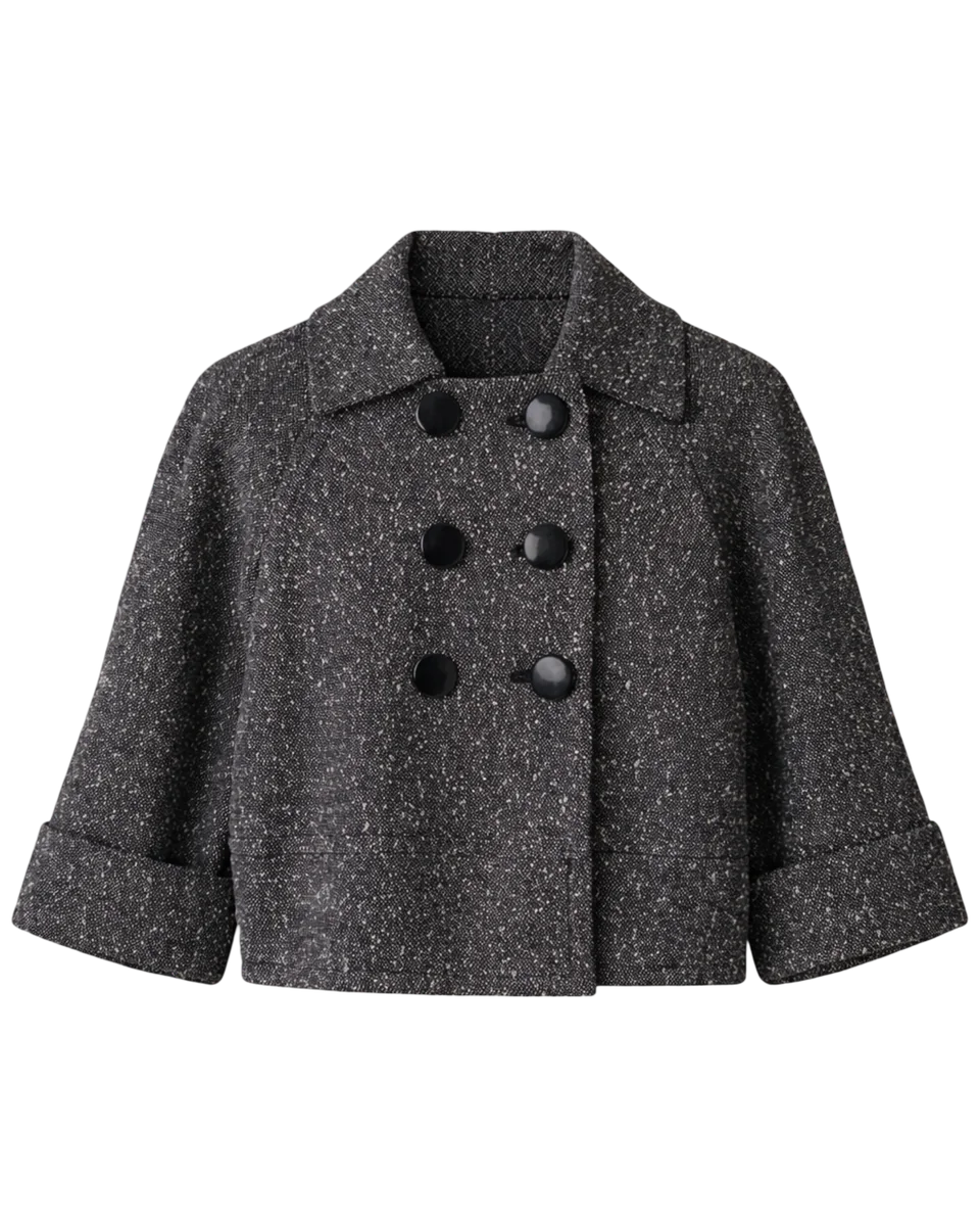 Tweed Cropped Double Breasted Jacket