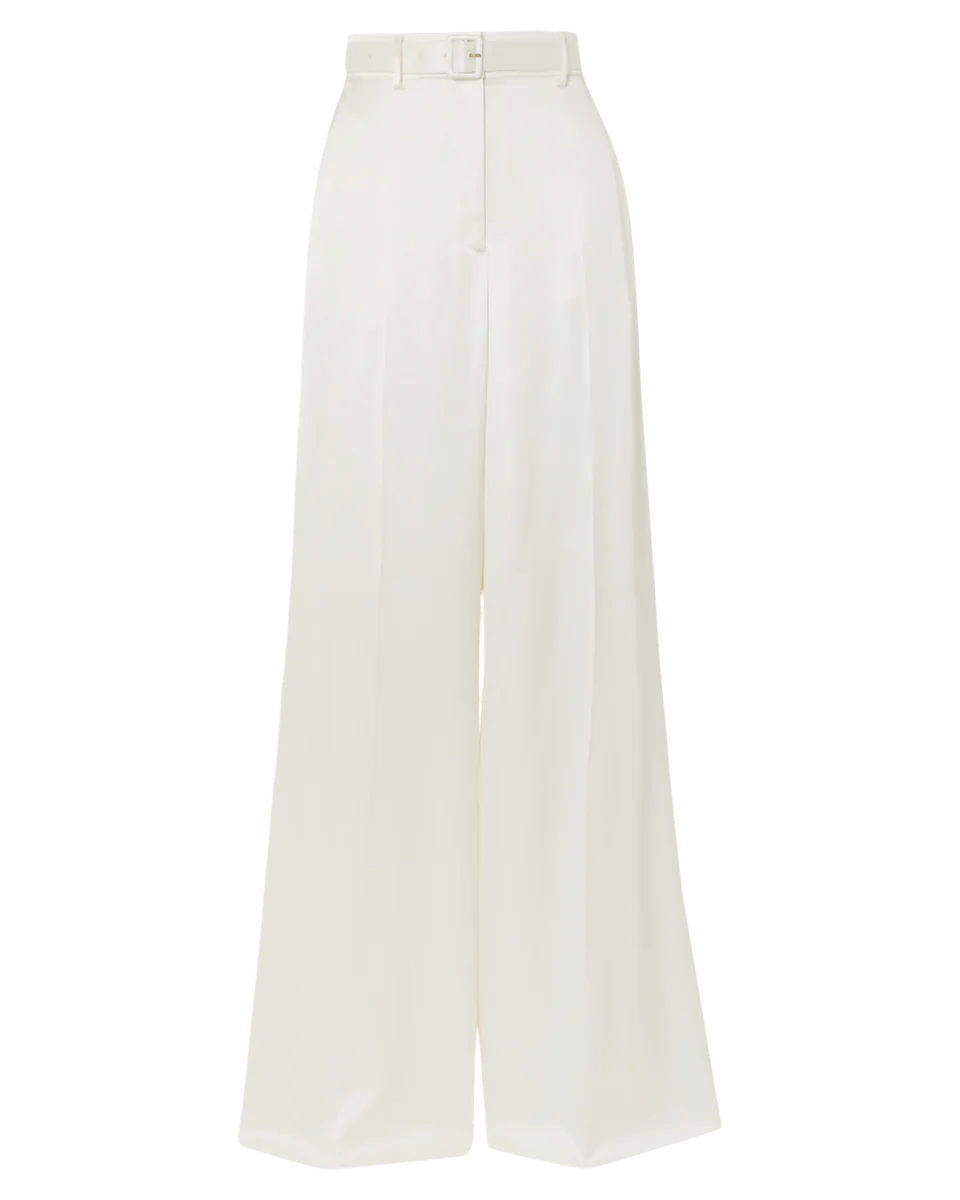 Mabon Belted Silk-Satin Wide-Leg Pants