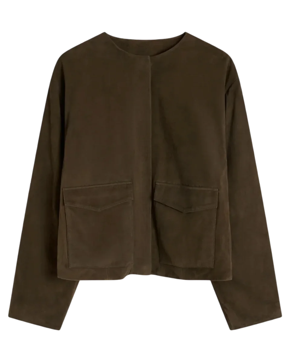 Suede Utility Cocoon Bomber
