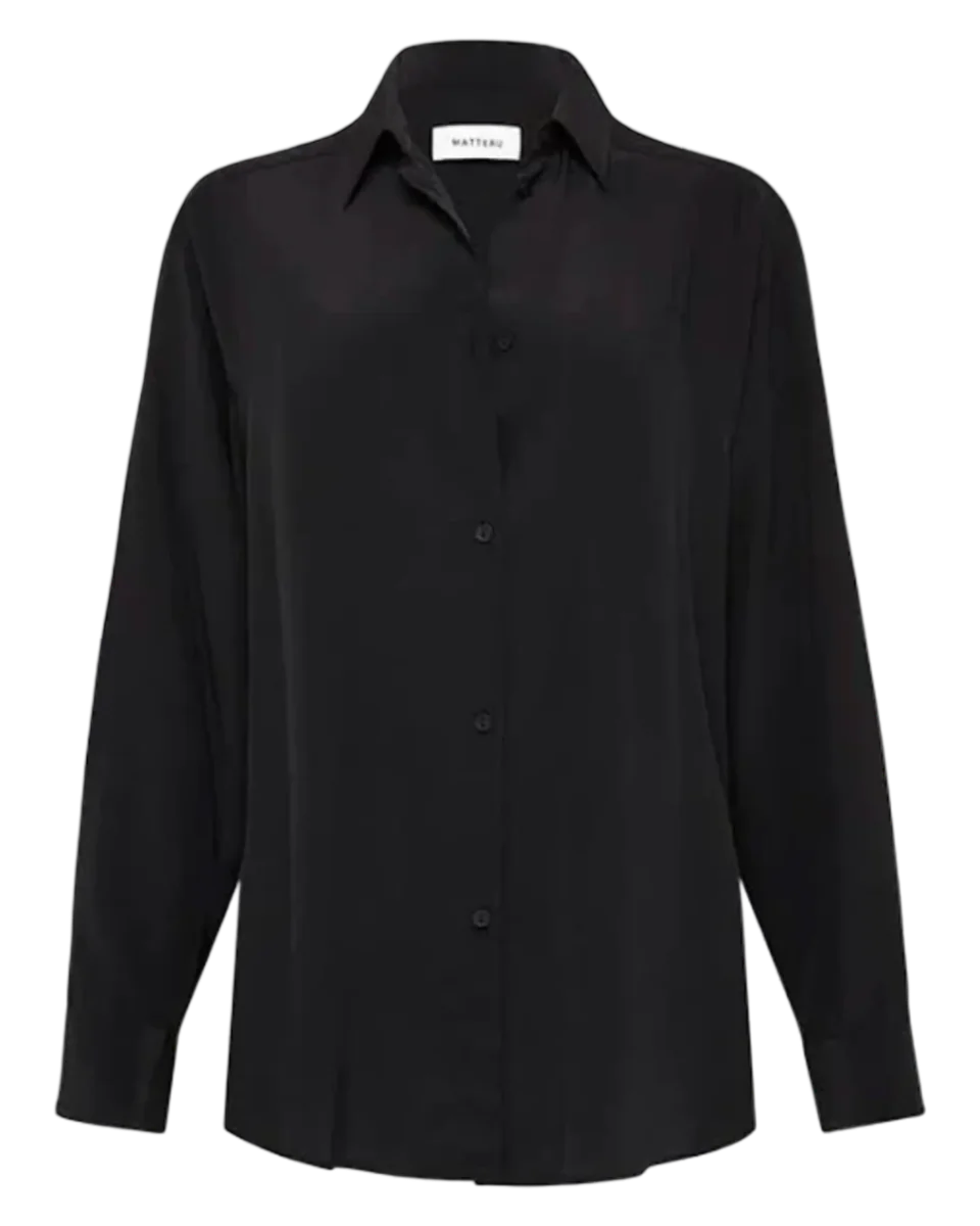 Long Sleeve Silk Shirt Black