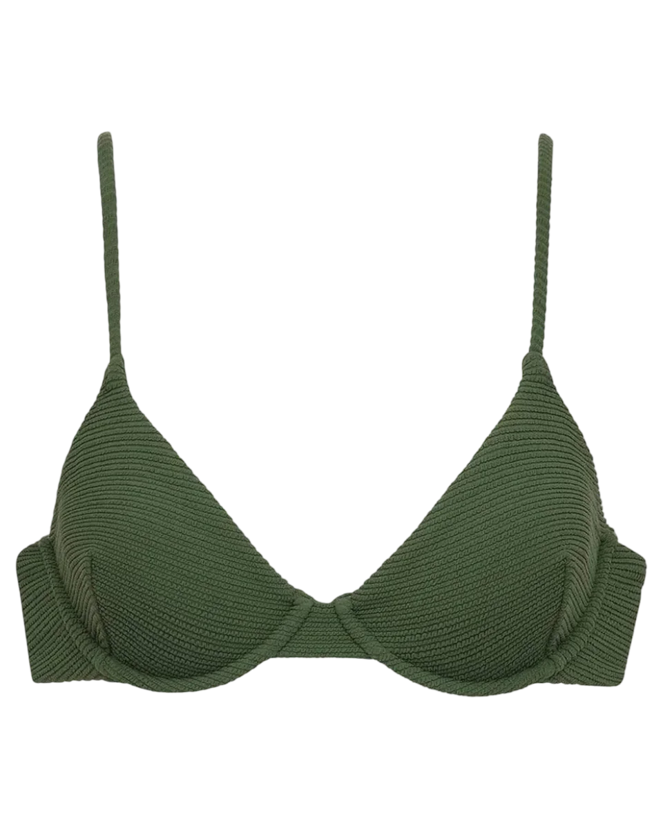 Olive Micro Scrunch Dainty Bikini Top
