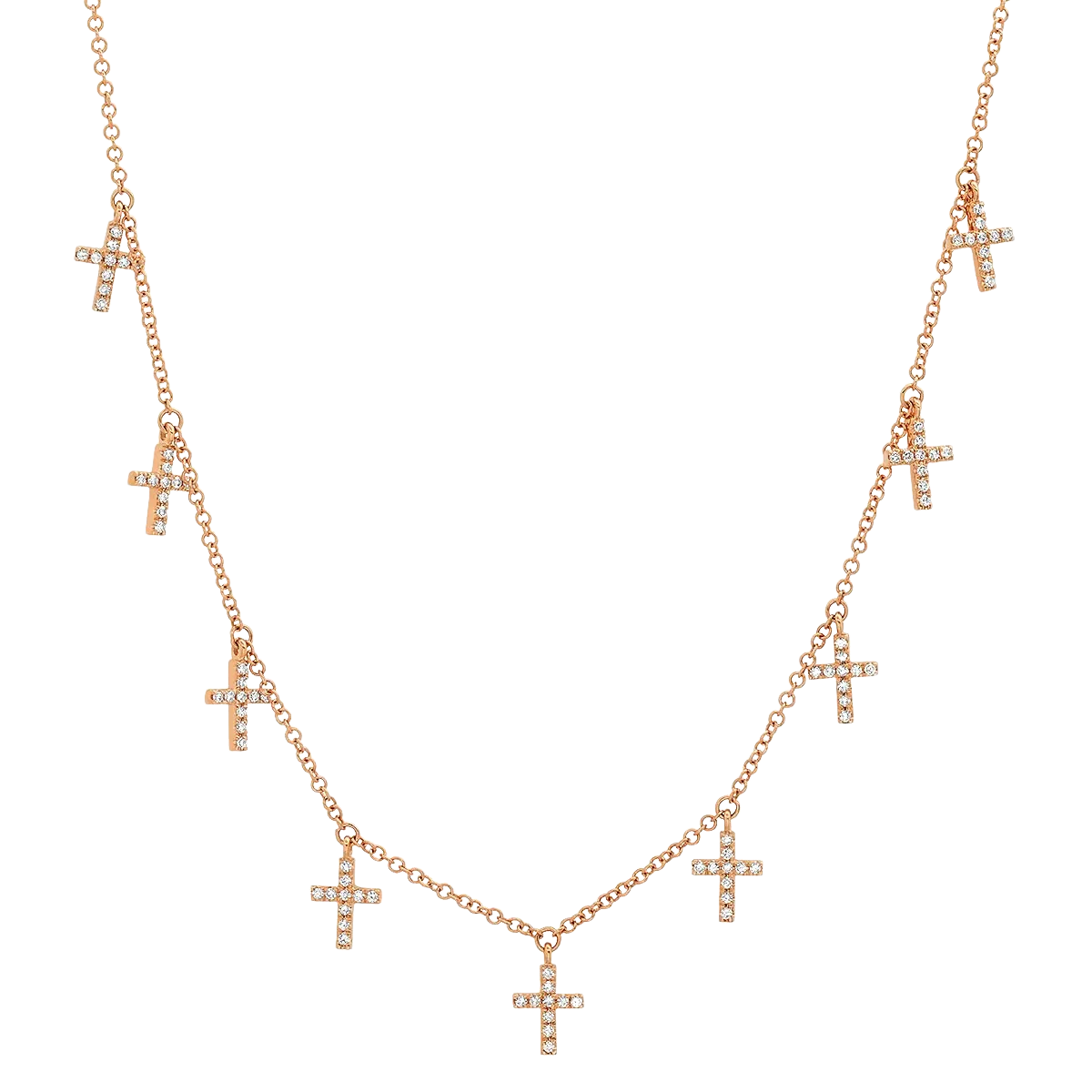 Multi Diamond Cross Dangles Necklace