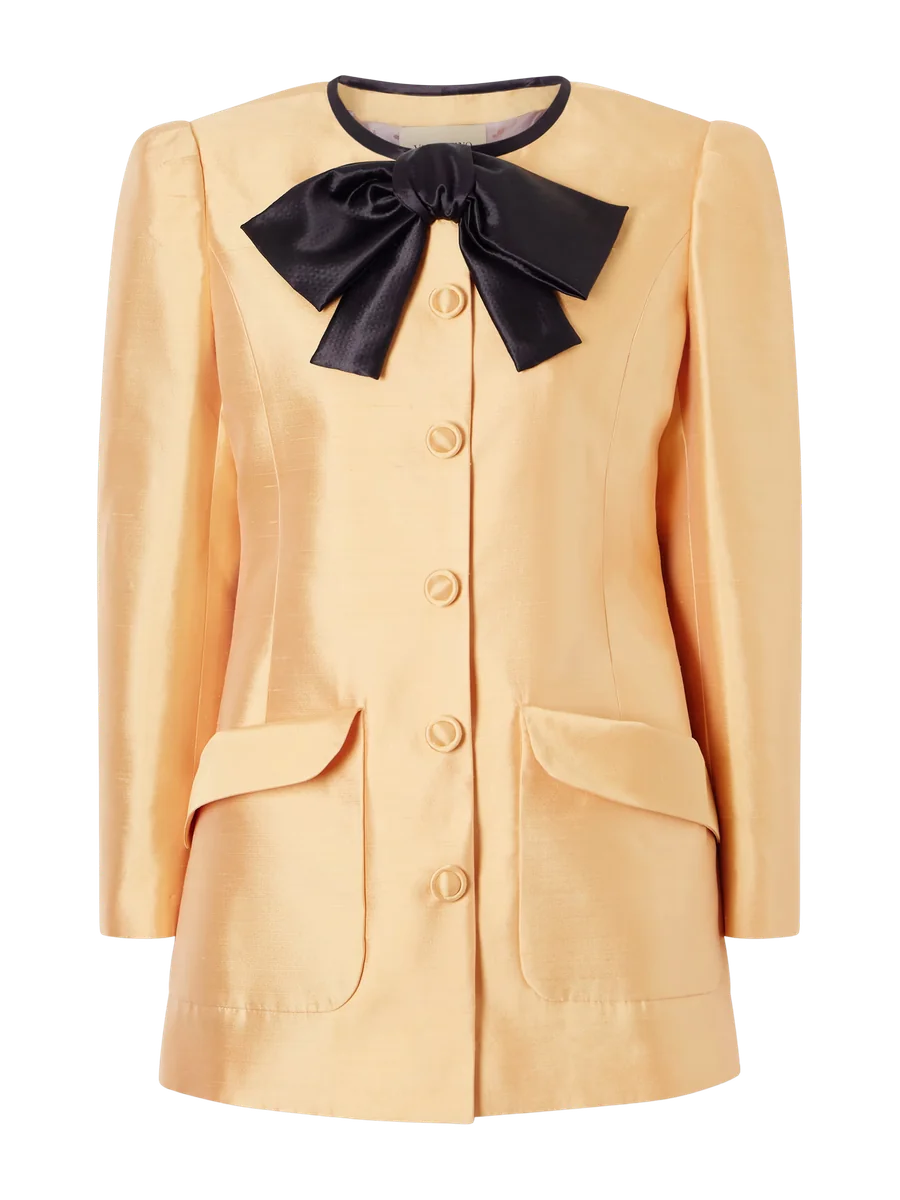 Tie-Detailed Silk Shantung Jacket