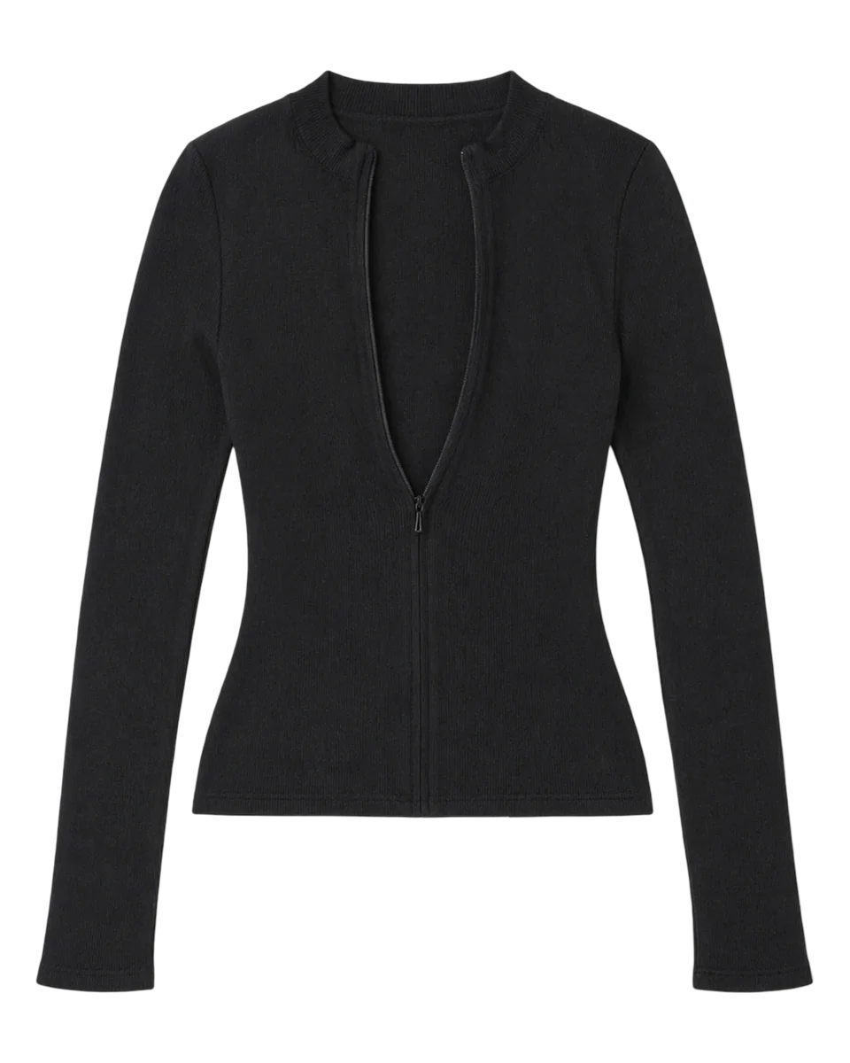 Invisible Zip Long Sleeve Black FlexRib®
