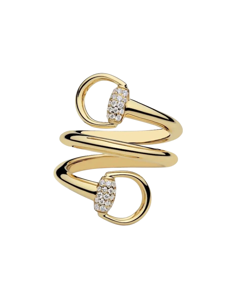 Gucci Horsebit Diamond 18k Contrarié Ring