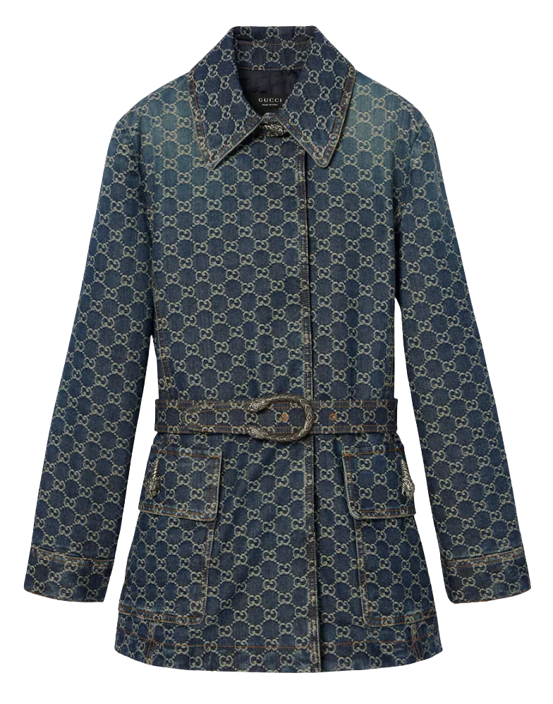 Gg Cotton Denim Jacquard Jacket