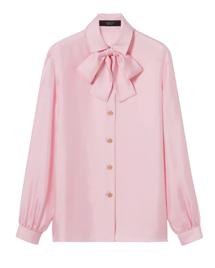 Silk Twill Shirt With Bow