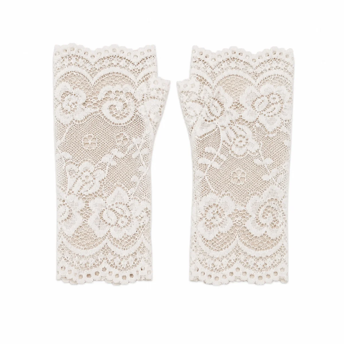 Bells White Lace Bridal Gloves