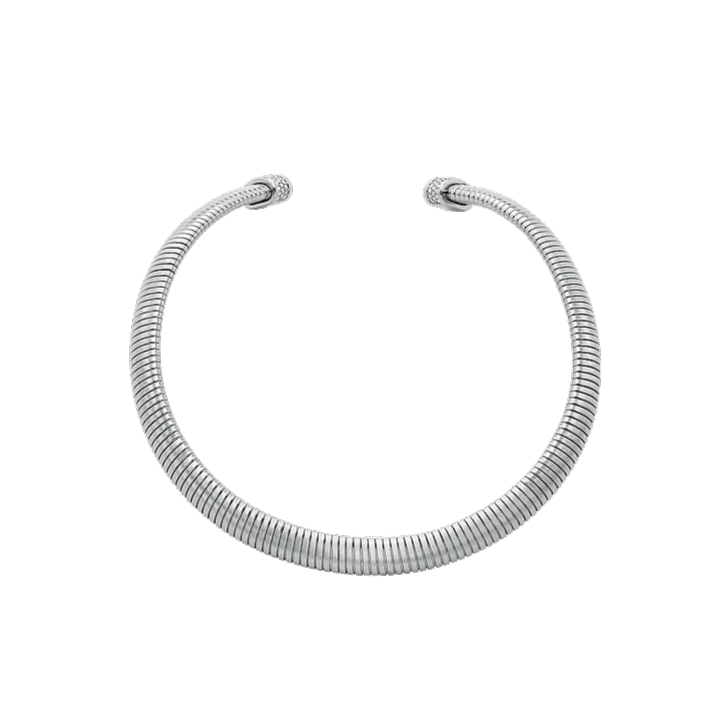Precious Metal-Plated Brass Pavé Collar Necklace