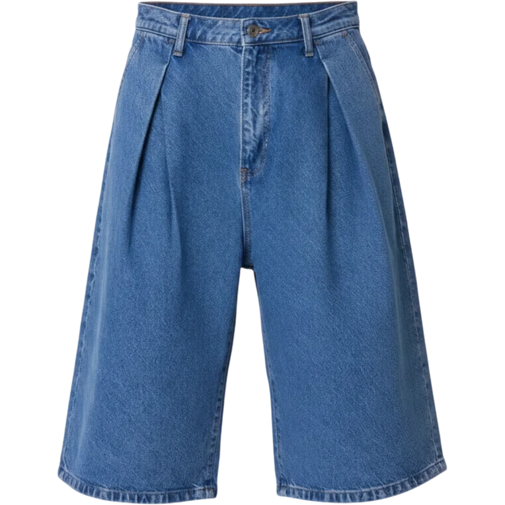 Pleated Ultra Baggy Denim Shorts
