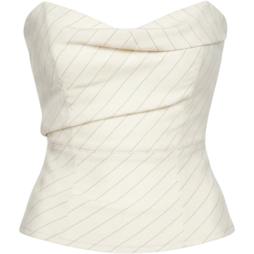 Cowl Bustier in Cream Stripe