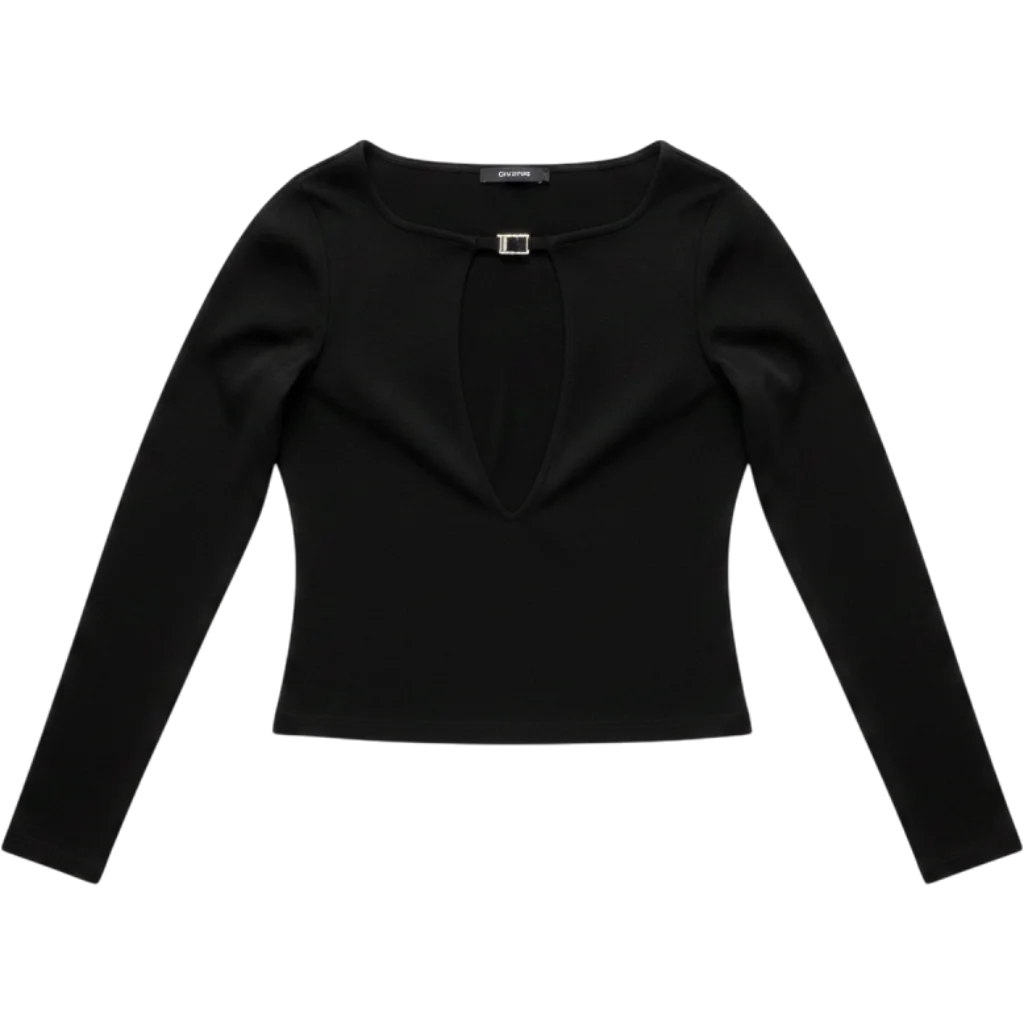 Gucci By Tom Ford S/s 1998 G-String Logo Buckle Stretch Knit Top