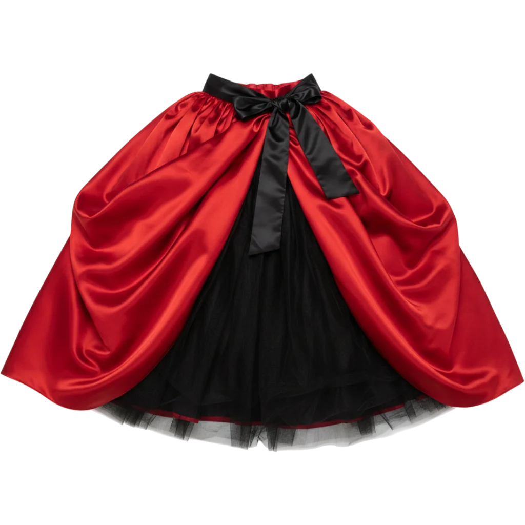 FW 1992 Runway Red Satin Tulle Skirt